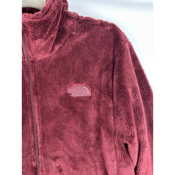 The North Face Women’s XL Osito Fuzzy Full Zip Fleece Jacket Solid Maroon - Picture 11 of 14